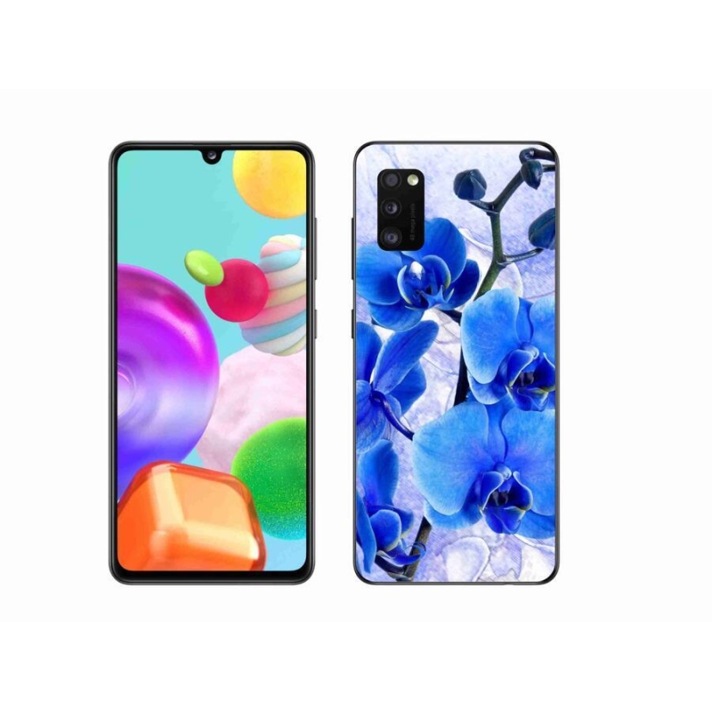 Gelový kryt mmCase na mobil Samsung Galaxy A41 - modré květy