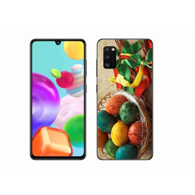 Gelový kryt mmCase na mobil Samsung Galaxy A41 - pomlázky a vajíčka