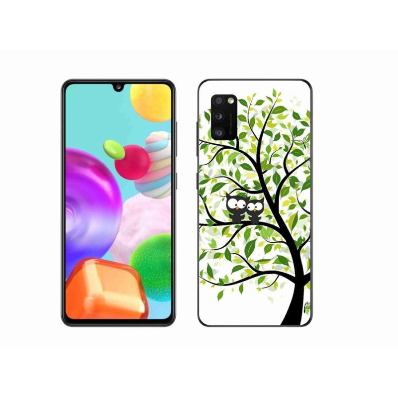Gelový kryt mmCase na mobil Samsung Galaxy A41 - sovičky na stromě