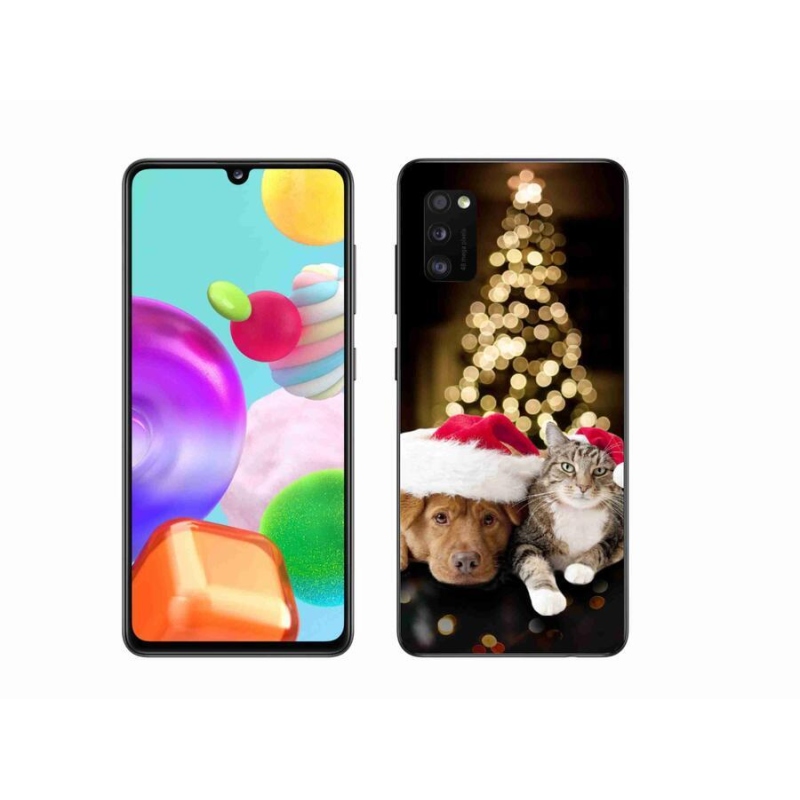 Gelový kryt mmCase na mobil Samsung Galaxy A41 - vánoční pes a kočka