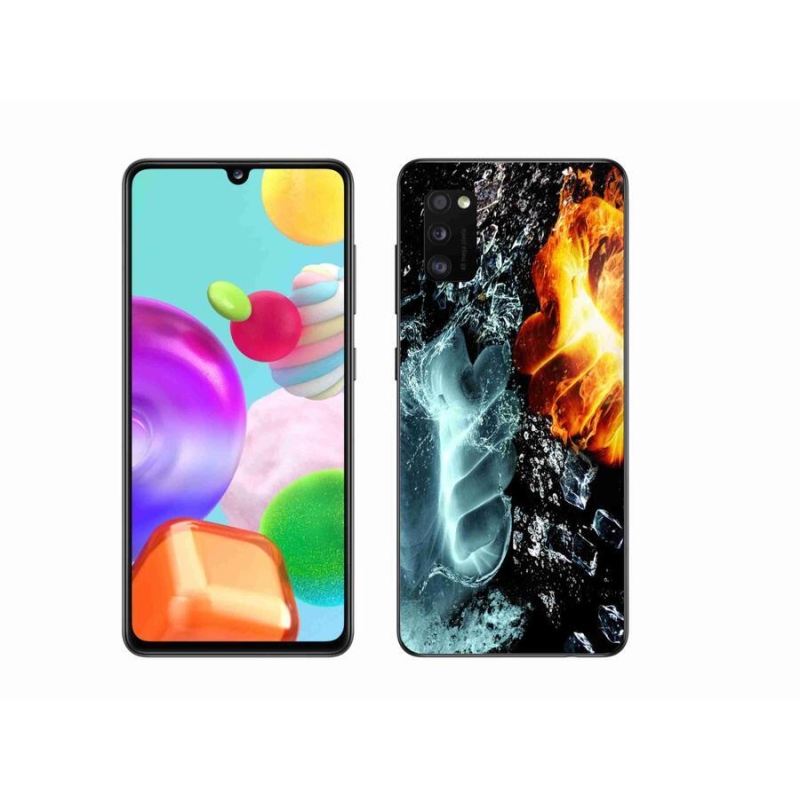 Gelový kryt mmCase na mobil Samsung Galaxy A41 - voda a oheň