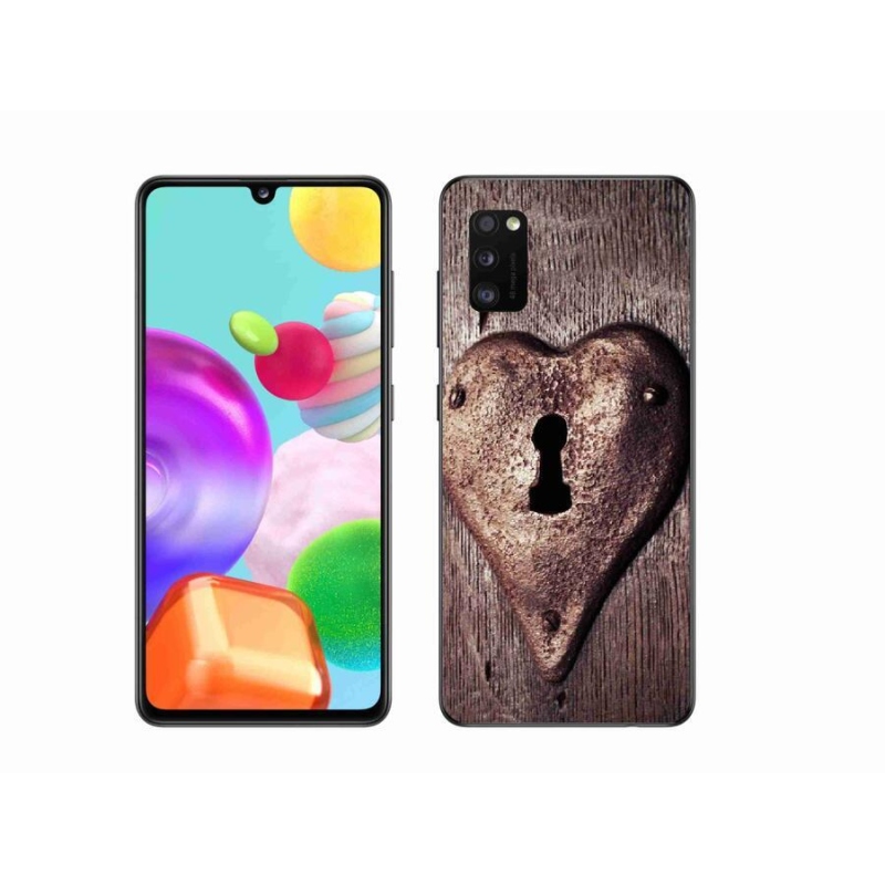 Gelový kryt mmCase na mobil Samsung Galaxy A41 - zámek ve tvaru srdce