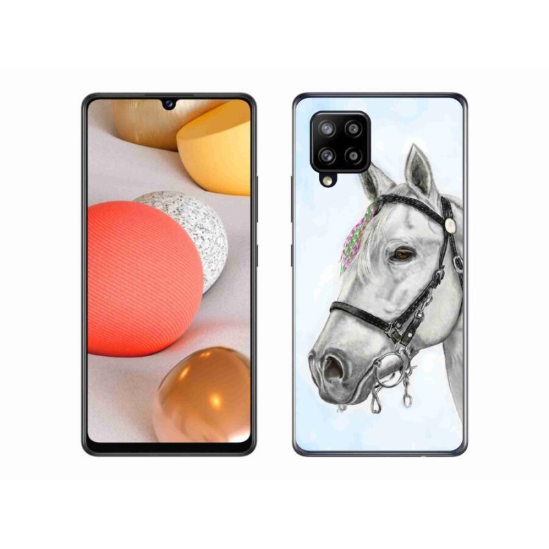Gelový kryt mmCase na mobil Samsung Galaxy A42 5G - bílý kůň 1