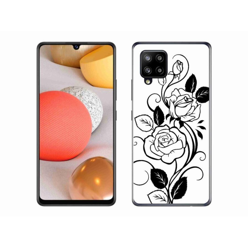 Gelový kryt mmCase na mobil Samsung Galaxy A42 5G - černobílá růže