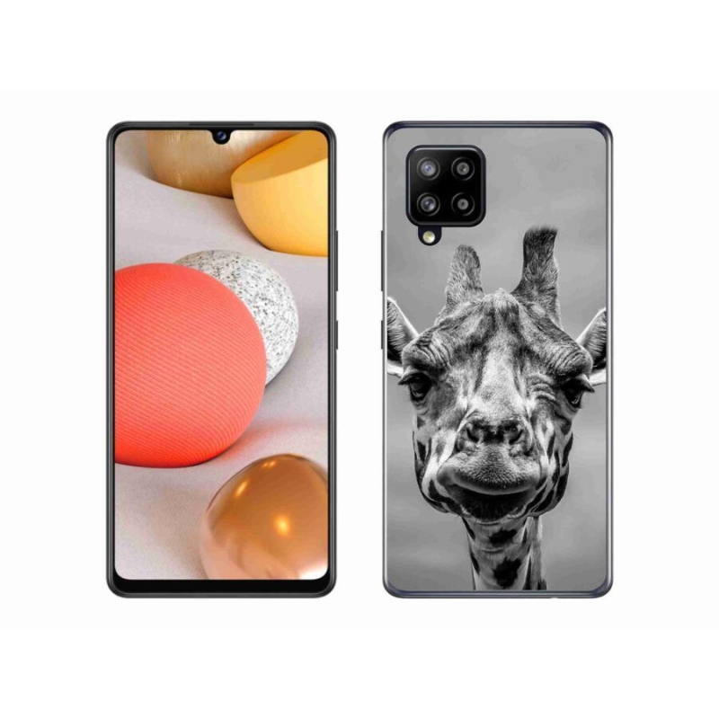 Gelový kryt mmCase na mobil Samsung Galaxy A42 5G - černobílá žirafa