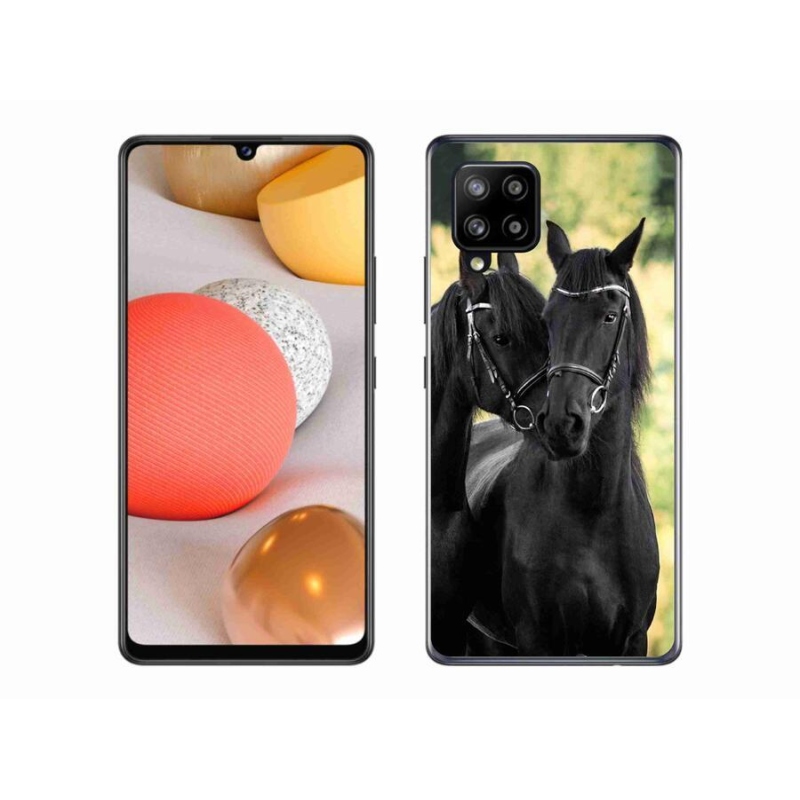 Gelový kryt mmCase na mobil Samsung Galaxy A42 5G - dva černí koně