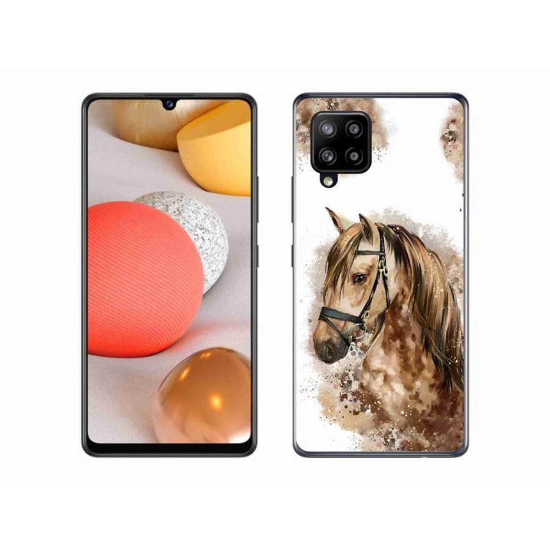 Gelový kryt mmCase na mobil Samsung Galaxy A42 5G - hnědý kreslený kůň