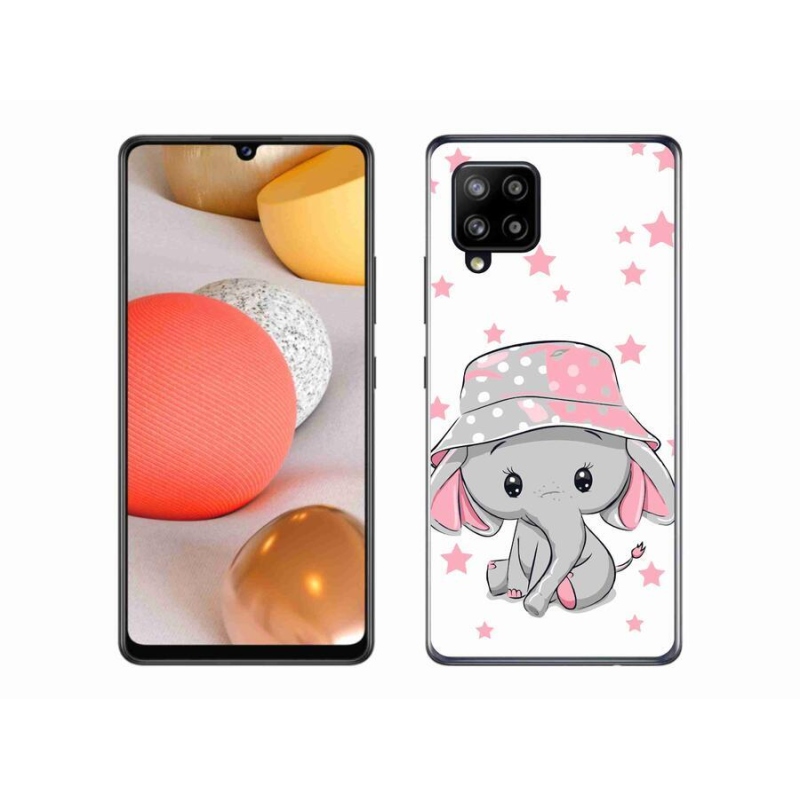 Gelový kryt mmCase na mobil Samsung Galaxy A42 5G - růžový slon