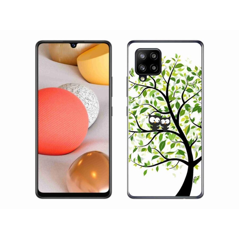 Gelový kryt mmCase na mobil Samsung Galaxy A42 5G - sovičky na stromě