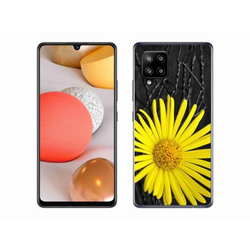 Gelový kryt mmCase na mobil Samsung Galaxy A42 5G - žlutá květina