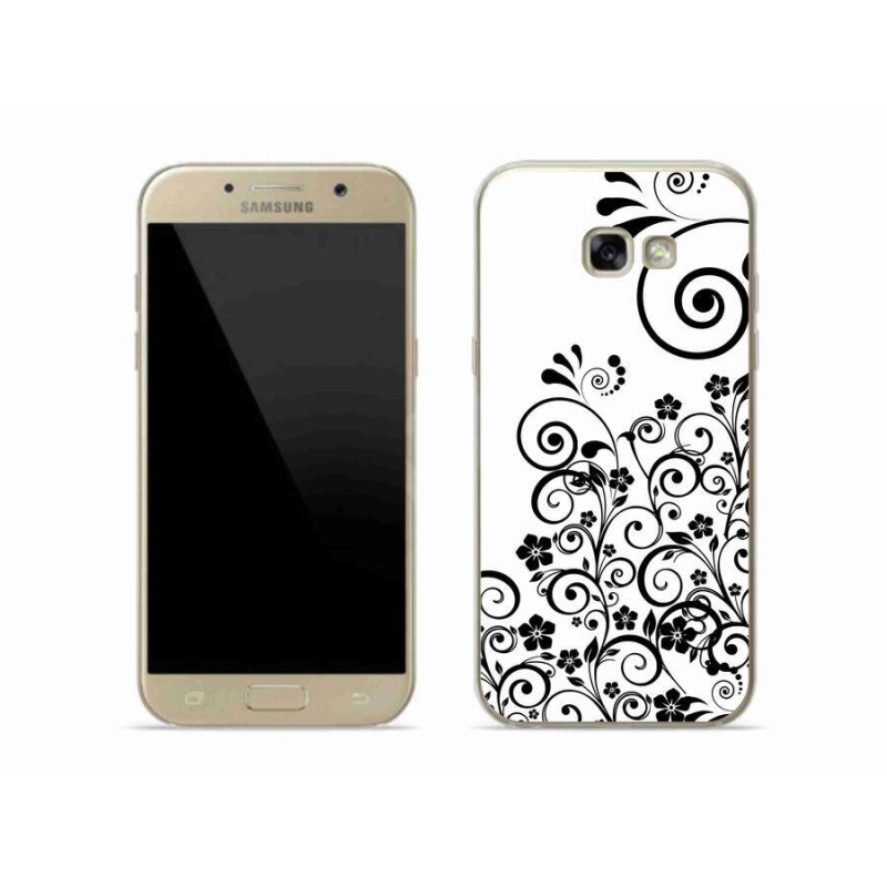 Gelový kryt mmCase na mobil Samsung Galaxy A5 (2017) - černobílé květinové vzory