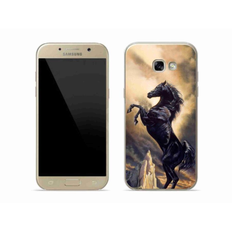 Gelový kryt mmCase na mobil Samsung Galaxy A5 (2017) - černý kreslený kůň