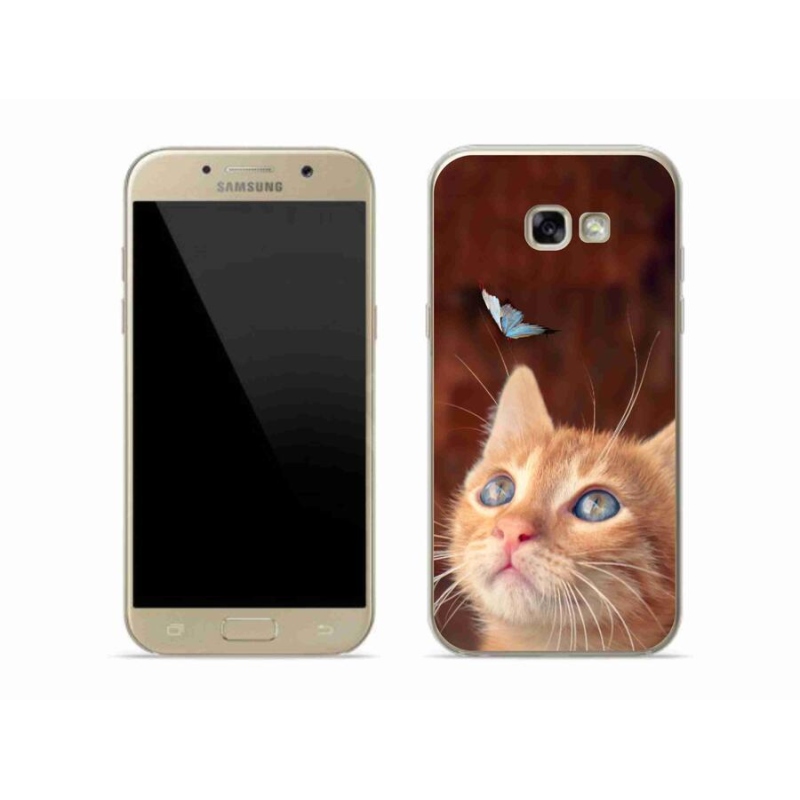 Gelový kryt mmCase na mobil Samsung Galaxy A5 (2017) - motýl a kotě