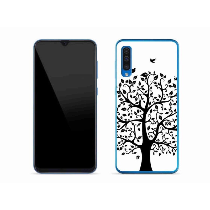 Gelový kryt mmCase na mobil Samsung Galaxy A50 - černobílý strom