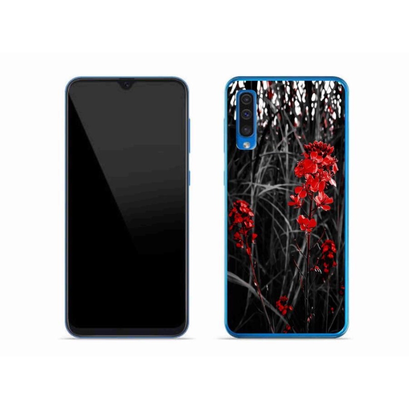 Gelový kryt mmCase na mobil Samsung Galaxy A50 - červená rostlina