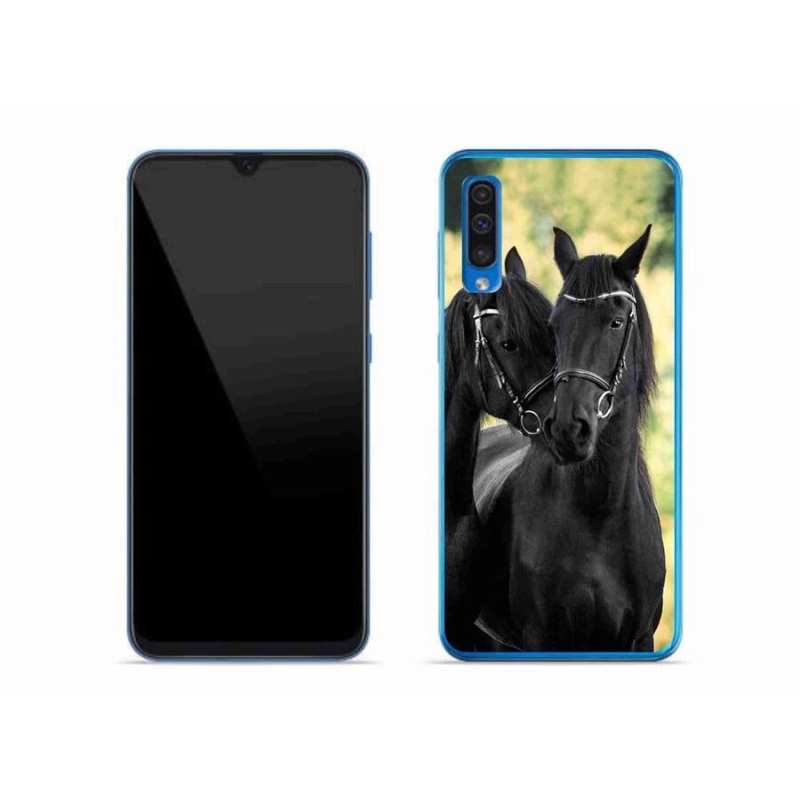 Gelový kryt mmCase na mobil Samsung Galaxy A50 - dva černí koně