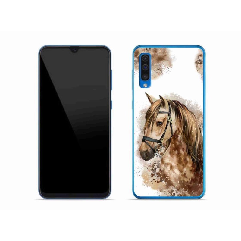 Gelový kryt mmCase na mobil Samsung Galaxy A50 - hnědý kreslený kůň
