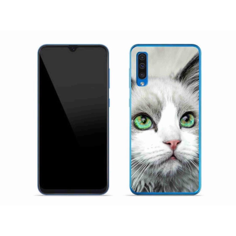 Gelový kryt mmCase na mobil Samsung Galaxy A50 - kočičí pohled