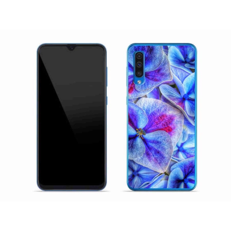 Gelový kryt mmCase na mobil Samsung Galaxy A50 - modré květy 1