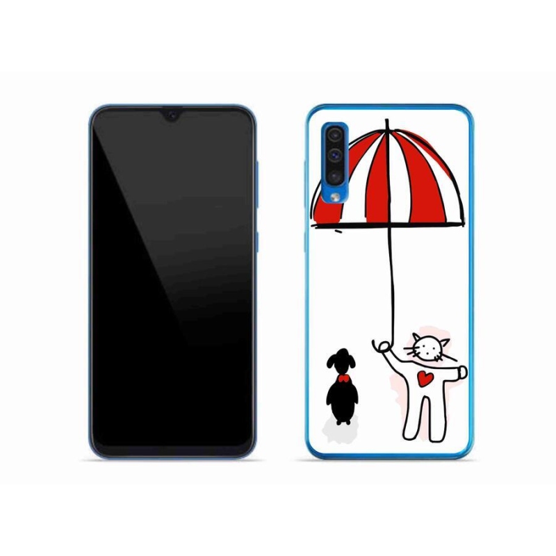Gelový kryt mmCase na mobil Samsung Galaxy A50 - pejsek a kočička
