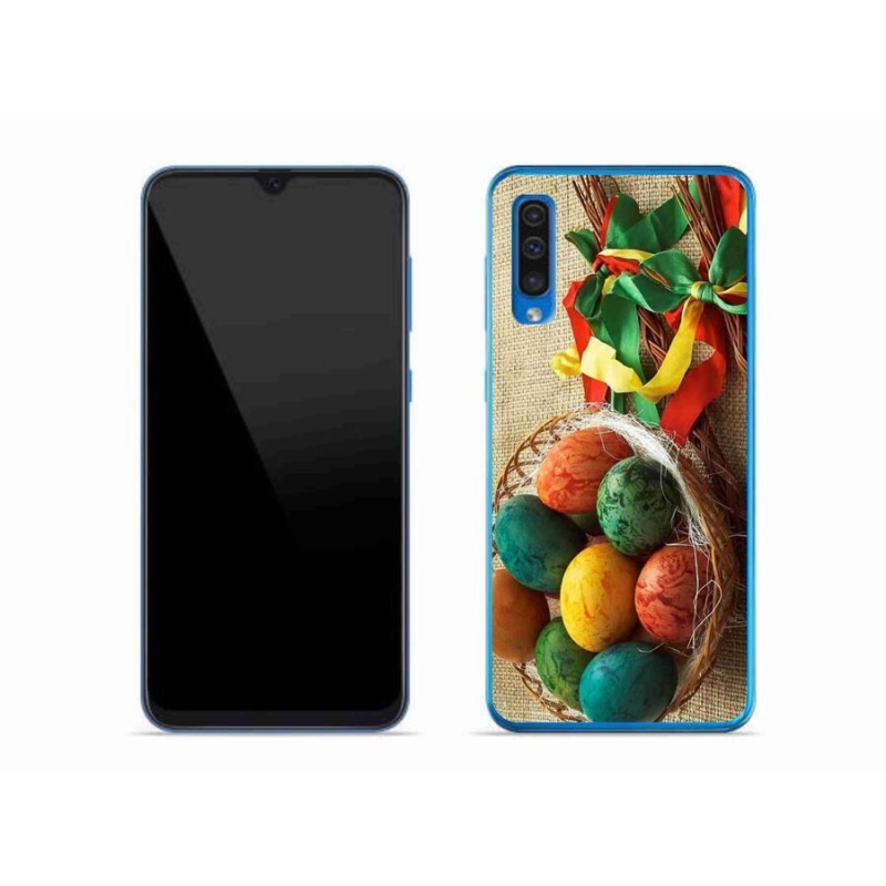 Gelový kryt mmCase na mobil Samsung Galaxy A50 - pomlázky a vajíčka