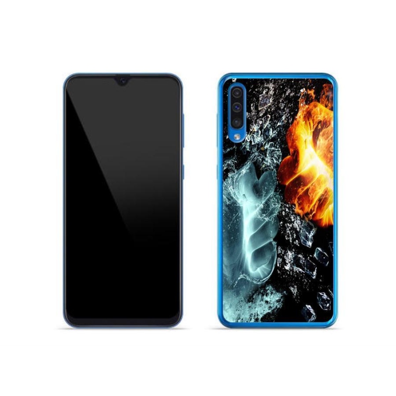 Gelový kryt mmCase na mobil Samsung Galaxy A50 - voda a oheň