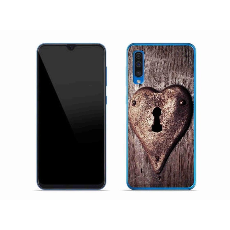Gelový kryt mmCase na mobil Samsung Galaxy A50 - zámek ve tvaru srdce