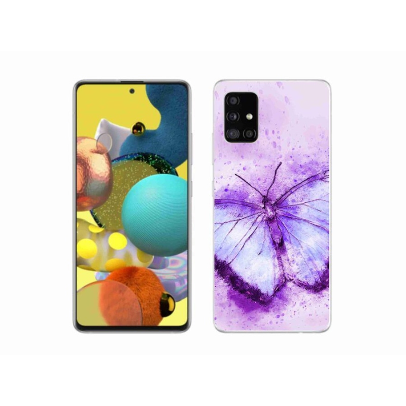 Gelový kryt mmCase na mobil Samsung Galaxy A51 5G - fialový motýl