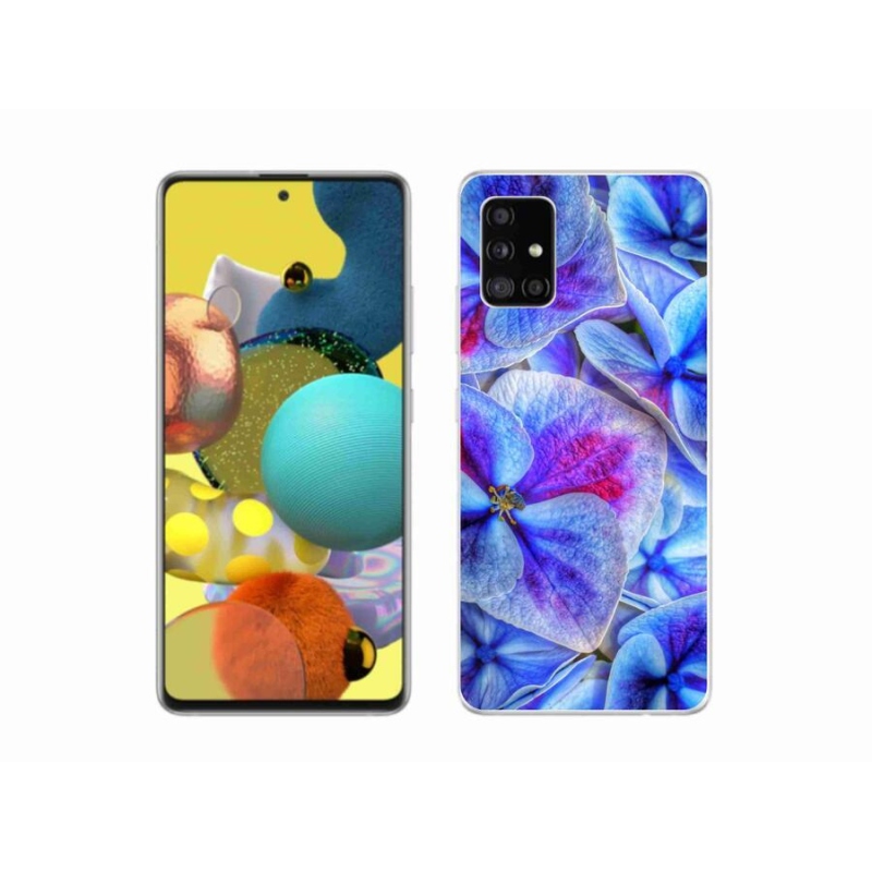 Gelový kryt mmCase na mobil Samsung Galaxy A51 5G - modré květy 1