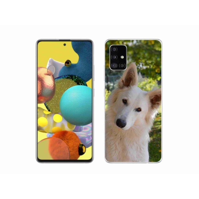Gelový kryt mmCase na mobil Samsung Galaxy A51 - bílý švýcarský ovčák 1