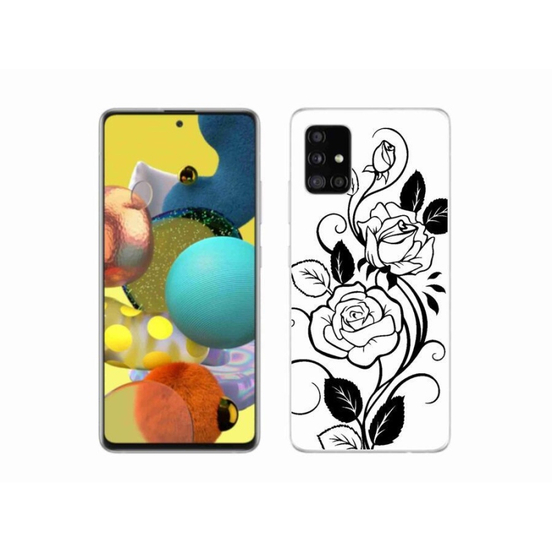 Gelový kryt mmCase na mobil Samsung Galaxy A51 - černobílá růže