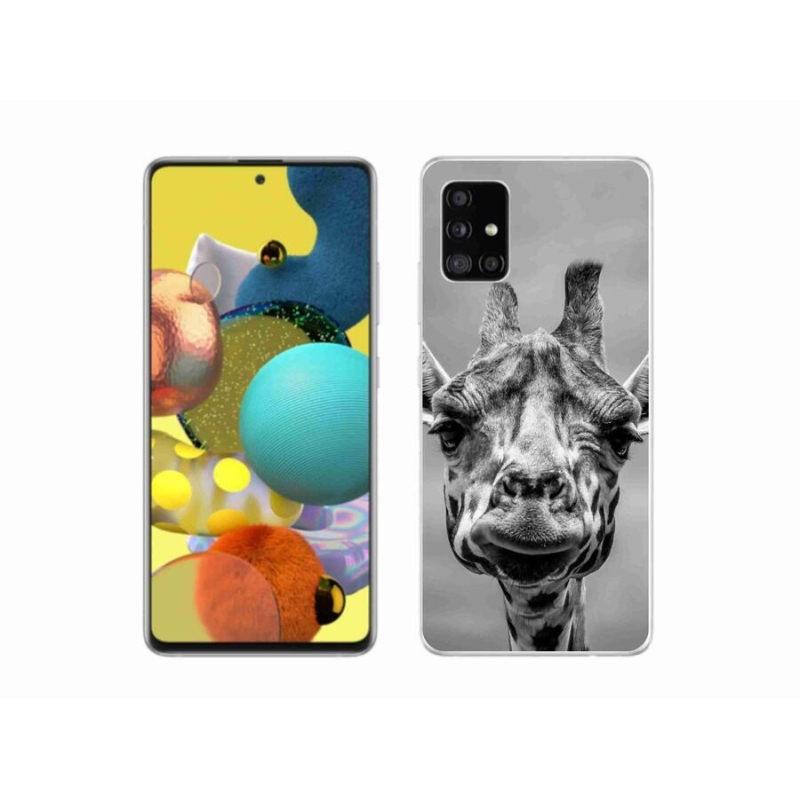 Gelový kryt mmCase na mobil Samsung Galaxy A51 - černobílá žirafa