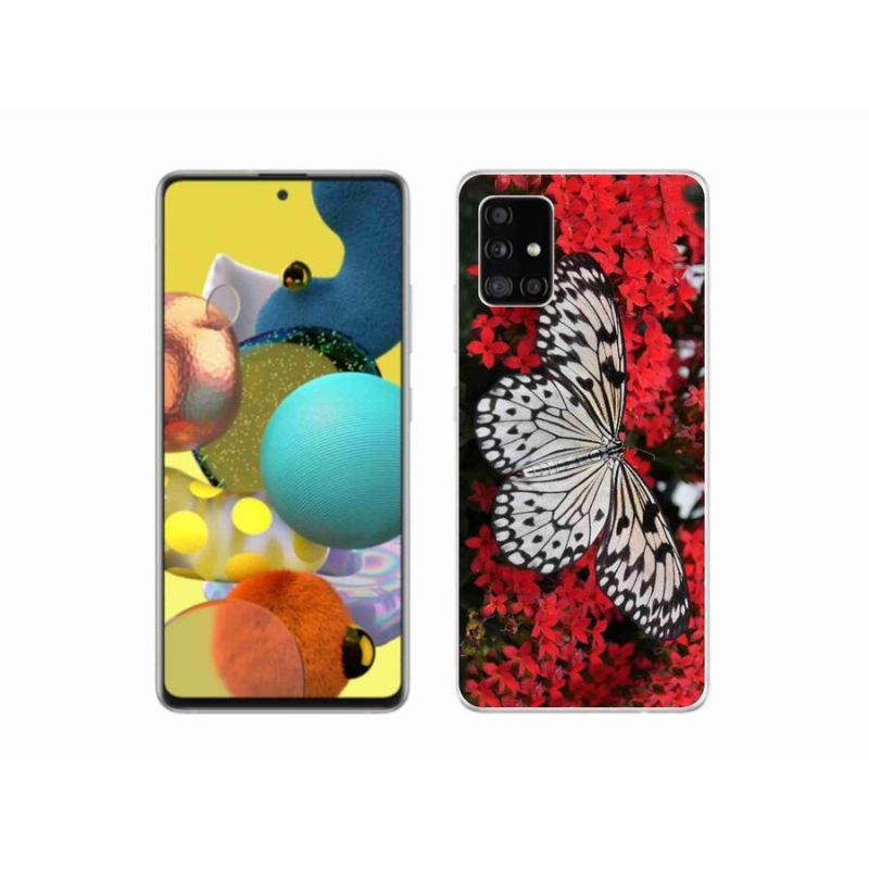 Gelový kryt mmCase na mobil Samsung Galaxy A51 - černobílý motýl 1