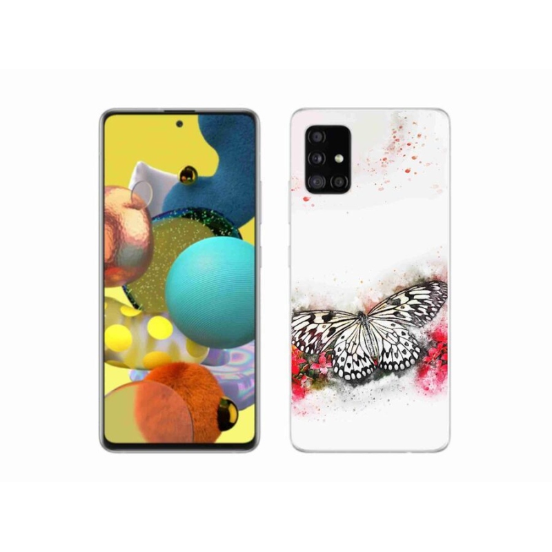 Gelový kryt mmCase na mobil Samsung Galaxy A51 - černobílý motýl