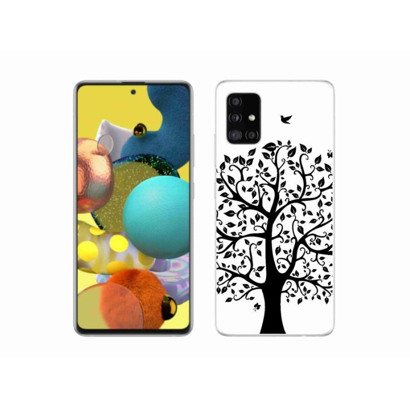 Gelový kryt mmCase na mobil Samsung Galaxy A51 - černobílý strom