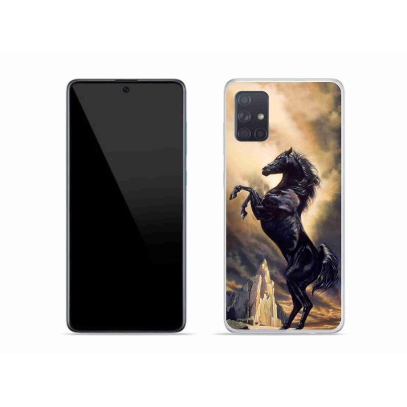 Gelový kryt mmCase na mobil Samsung Galaxy A51 - černý kreslený kůň