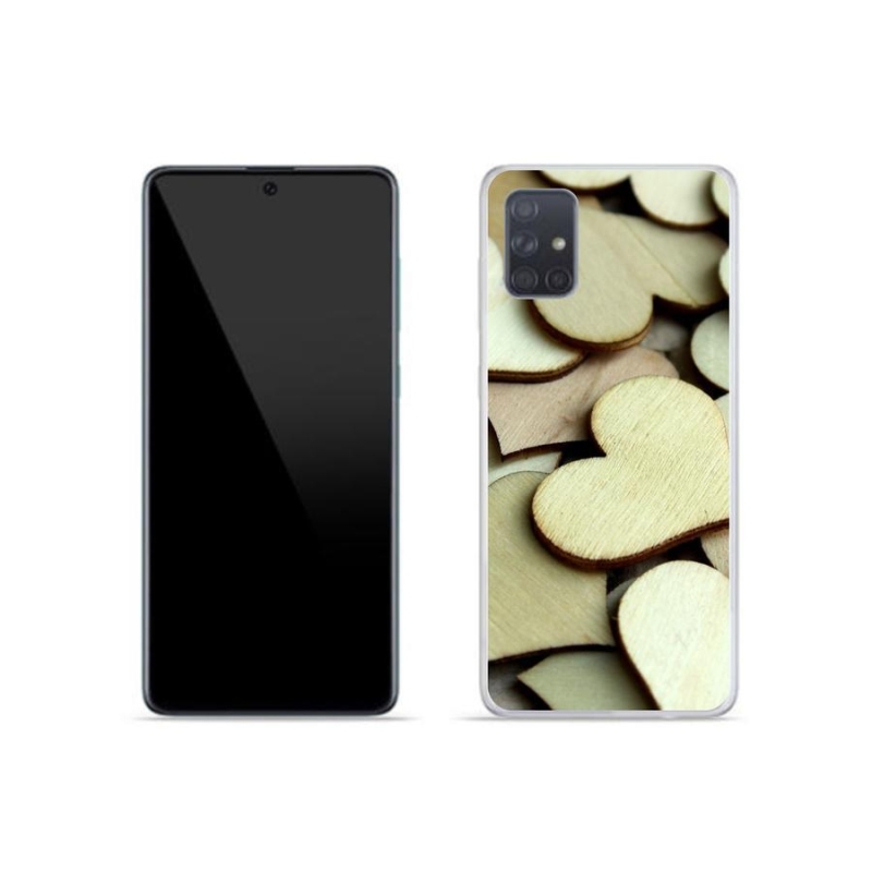 Gelový kryt mmCase na mobil Samsung Galaxy A51 - dřevěná srdíčka