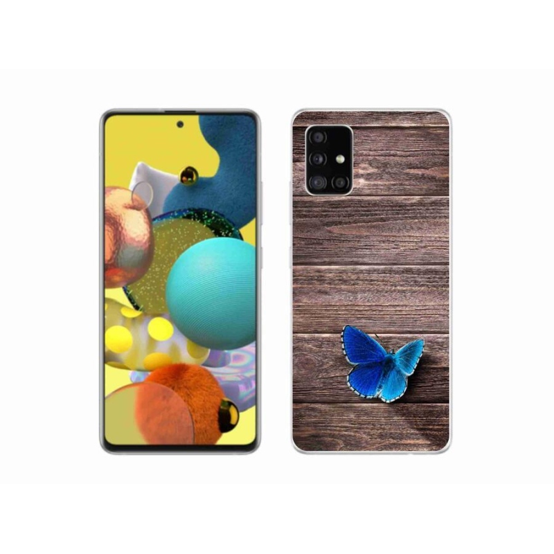 Gelový kryt mmCase na mobil Samsung Galaxy A51 - modrý motýl 1
