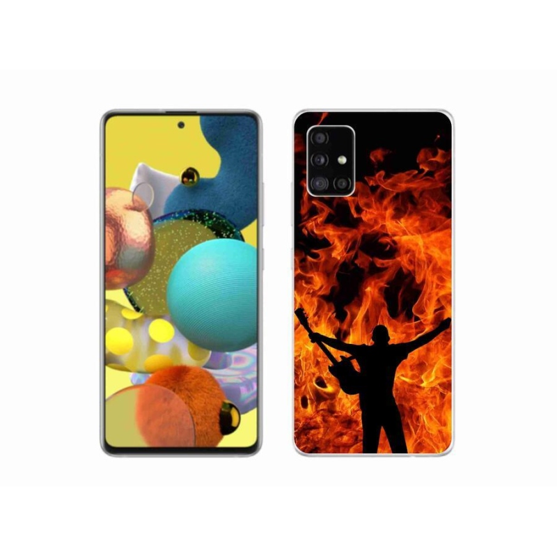 Gelový kryt mmCase na mobil Samsung Galaxy A51 - muzikant a oheň