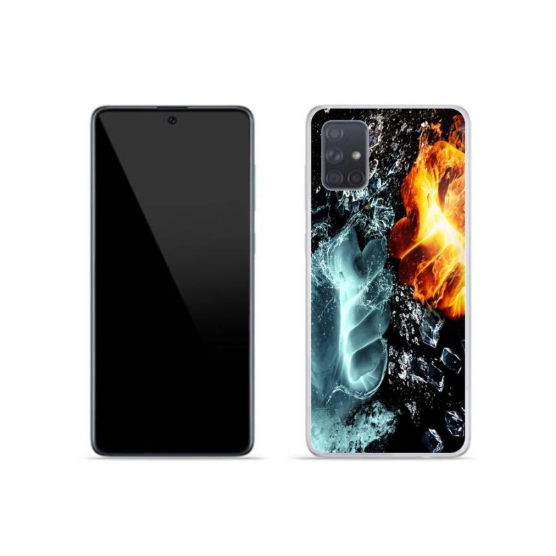 Gelový kryt mmCase na mobil Samsung Galaxy A51 - voda a oheň