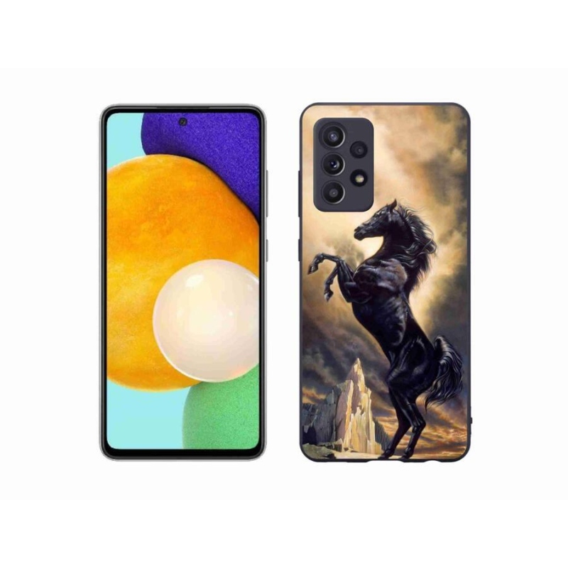 Gelový kryt mmCase na mobil Samsung Galaxy A52/A52 5G - černý kreslený kůň