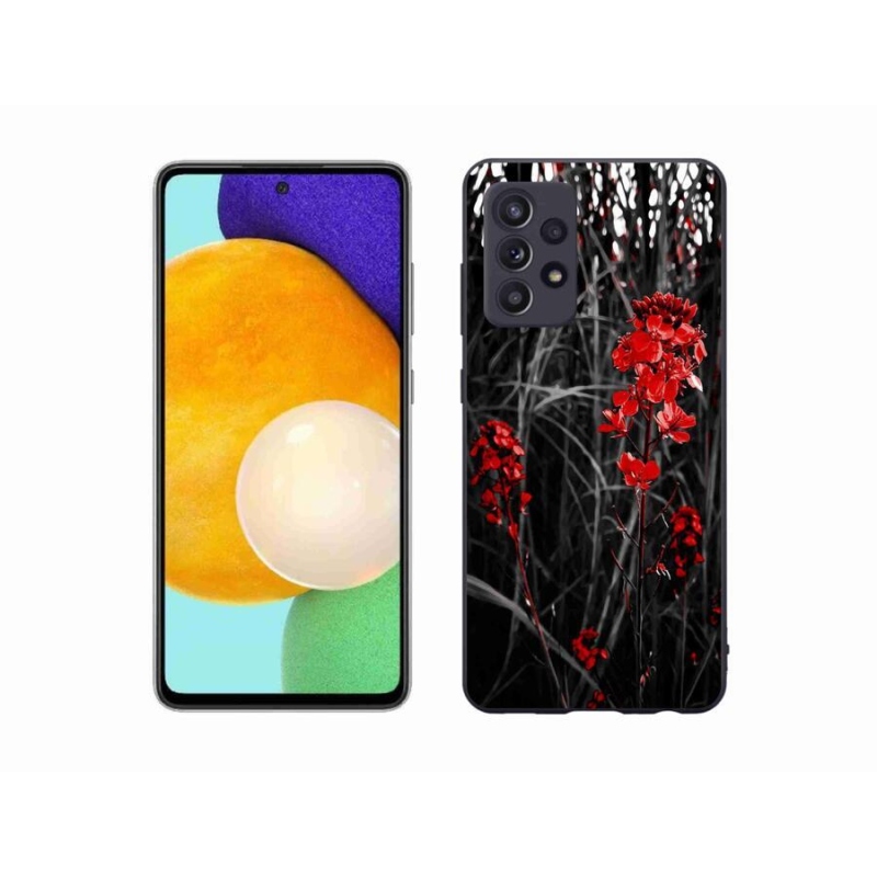 Gelový kryt mmCase na mobil Samsung Galaxy A52/A52 5G - červená rostlina