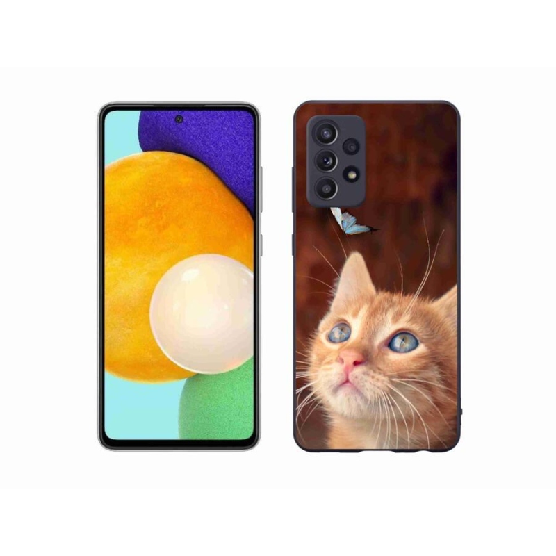 Gelový kryt mmCase na mobil Samsung Galaxy A52/A52 5G - motýl a kotě