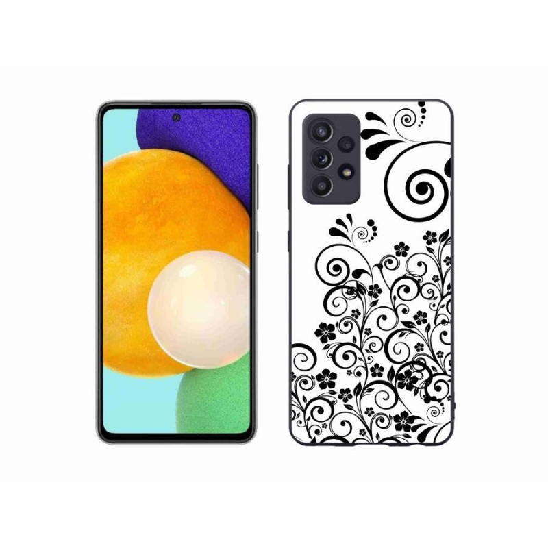Gelový kryt mmCase na mobil Samsung Galaxy A52s 5G - černobílé květinové vzory
