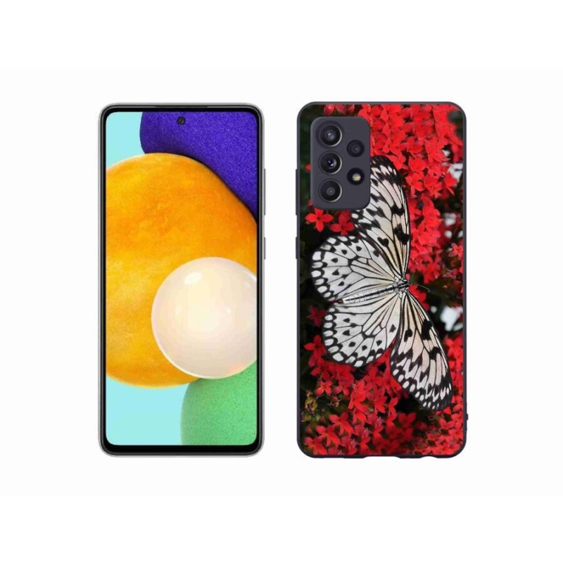 Gelový kryt mmCase na mobil Samsung Galaxy A52s 5G - černobílý motýl 1