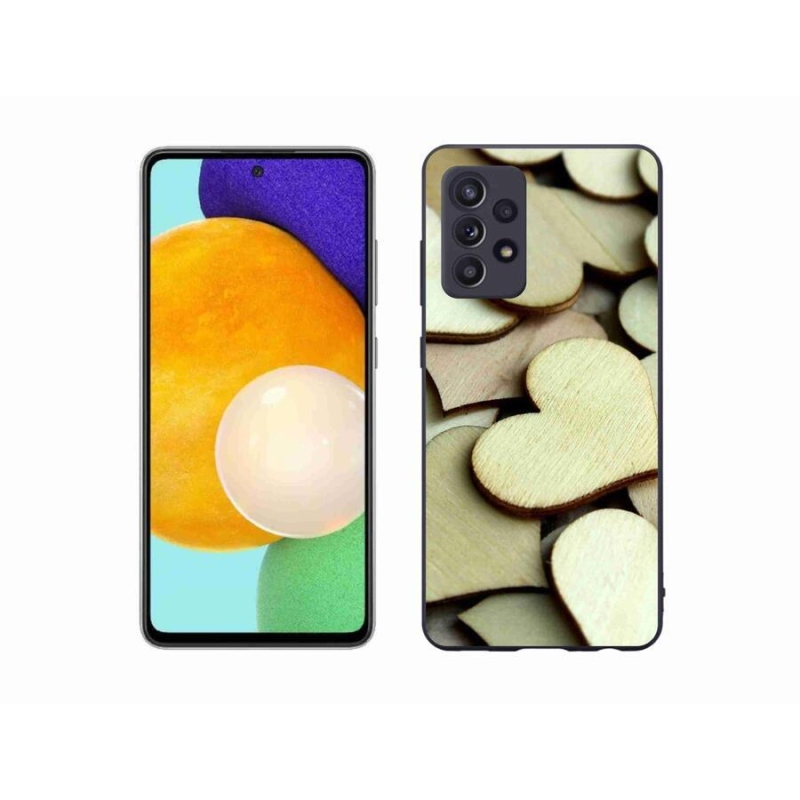 Gelový kryt mmCase na mobil Samsung Galaxy A52s 5G - dřevěná srdíčka