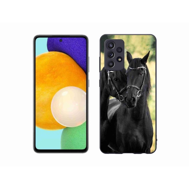 Gelový kryt mmCase na mobil Samsung Galaxy A52s 5G - dva černí koně