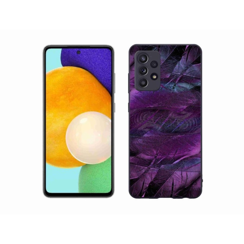 Gelový kryt mmCase na mobil Samsung Galaxy A52s 5G - fialová pírka