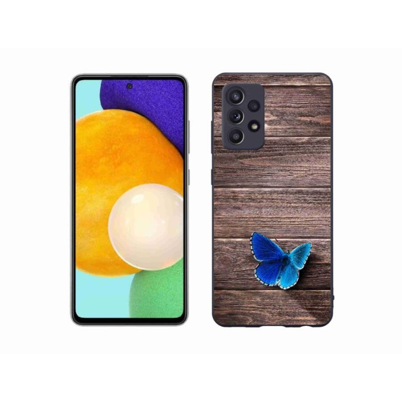 Gelový kryt mmCase na mobil Samsung Galaxy A52s 5G - modrý motýl 1