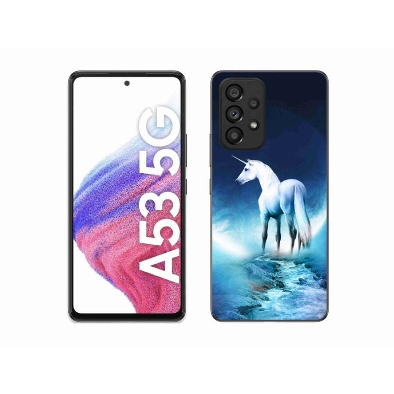 Gelový kryt mmCase na mobil Samsung Galaxy A53 5G - bílý jednorožec